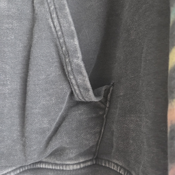 Black Hoodie with Colorful Graphic and Tie-Dye Sleeves - Picture 4 of 5